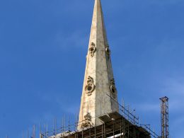 The removal of scaffolding from the St Paul's Pro-Cathedral spire happened earlier this year.