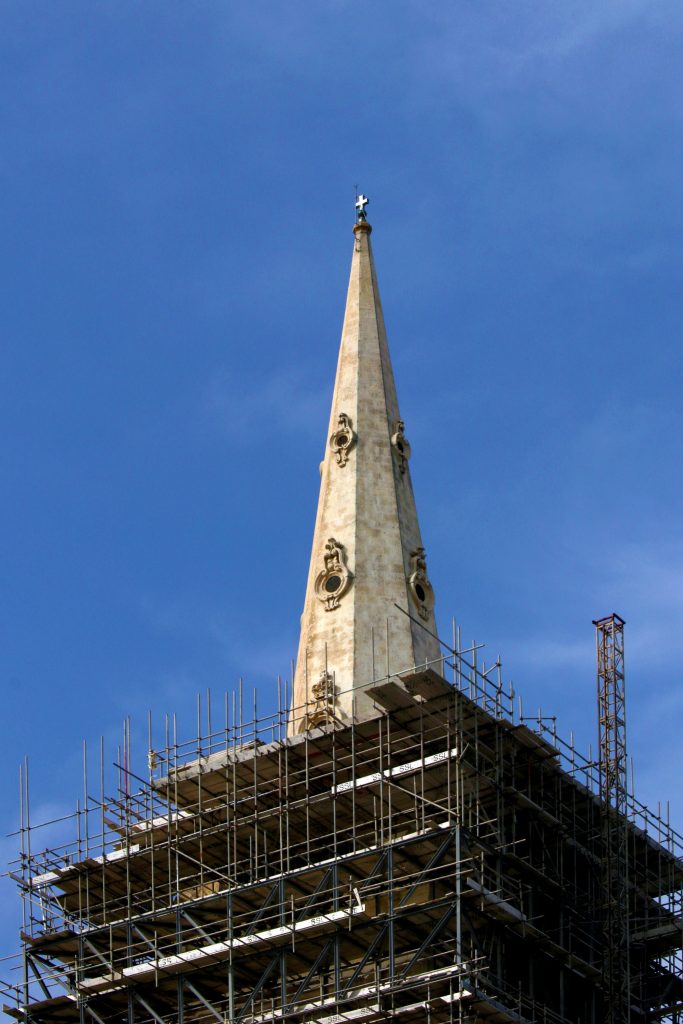 The removal of scaffolding from the St Paul's Pro-Cathedral spire happened earlier this year.