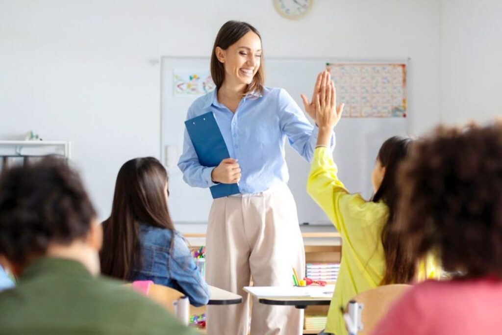 A teacher in a classroom