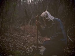 An eerie character in woods