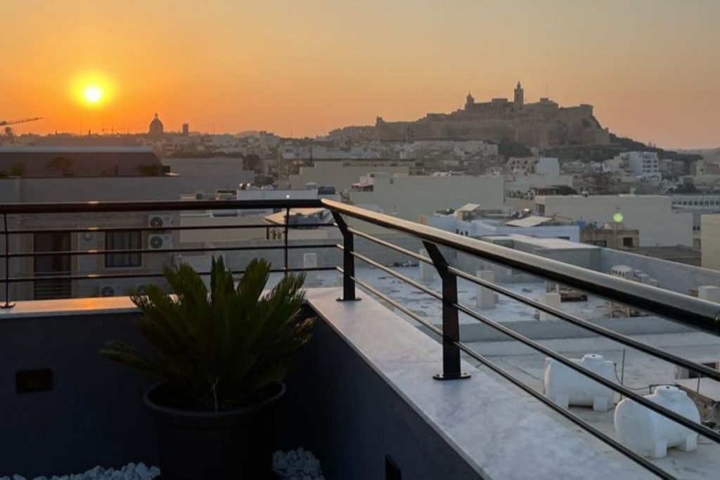 A sunset view of Gozo's citadel