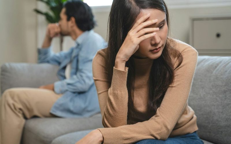 a couple turned away from each other