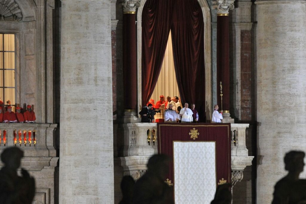 Pope Francis on the balcony in the Vatican