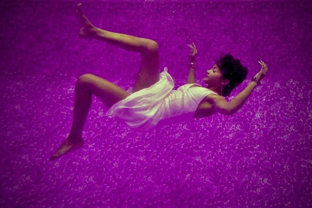 A floating woman