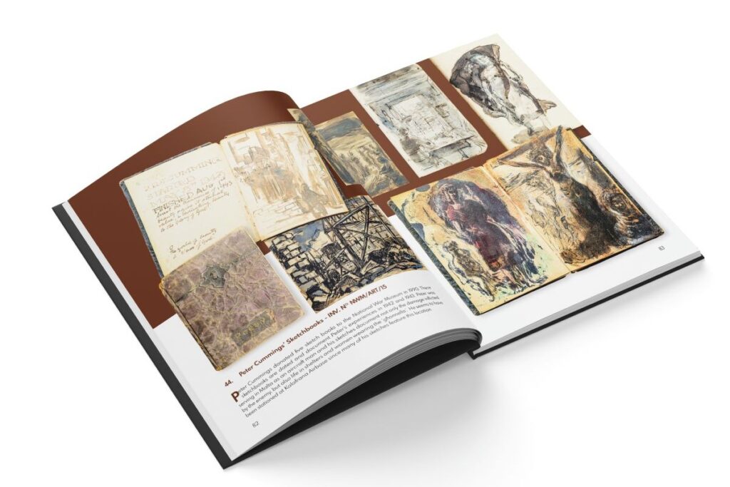 Book pages showing sketches of scenes