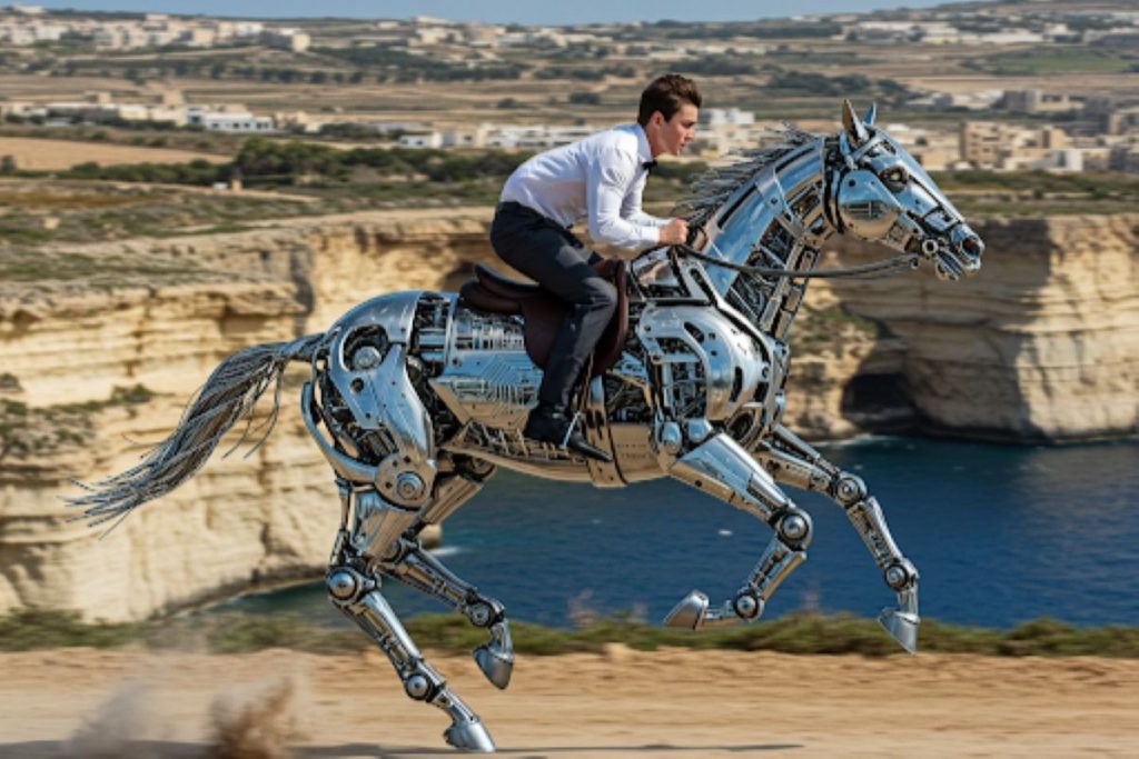 A man on a fast metal horse