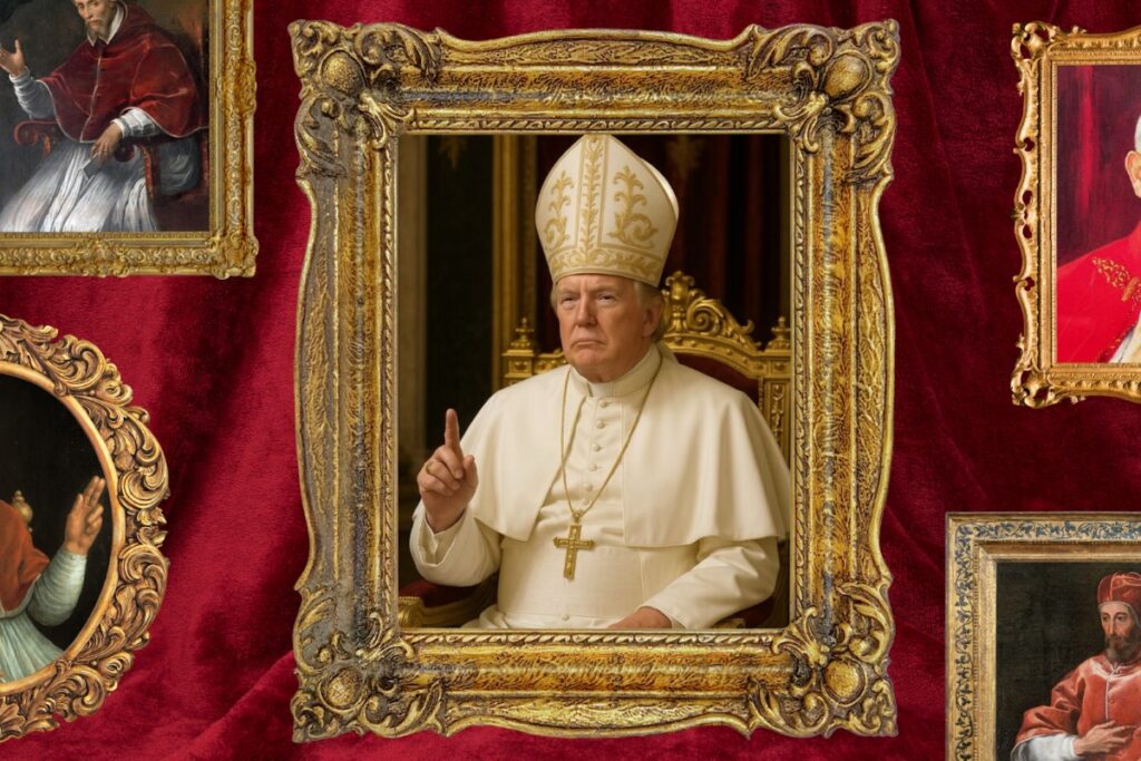 Donald Trump dressed as a pope