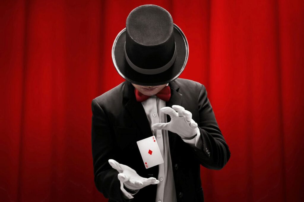 a magician dealing cards
