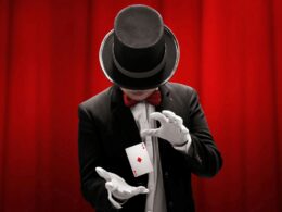a magician dealing cards