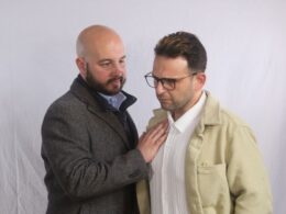 Two men talking