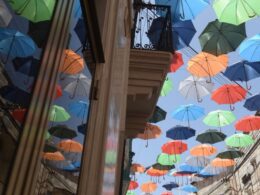 Zabbar street with umbrellas