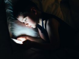 Child looking at mobile
