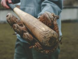 a muddy baseball bat