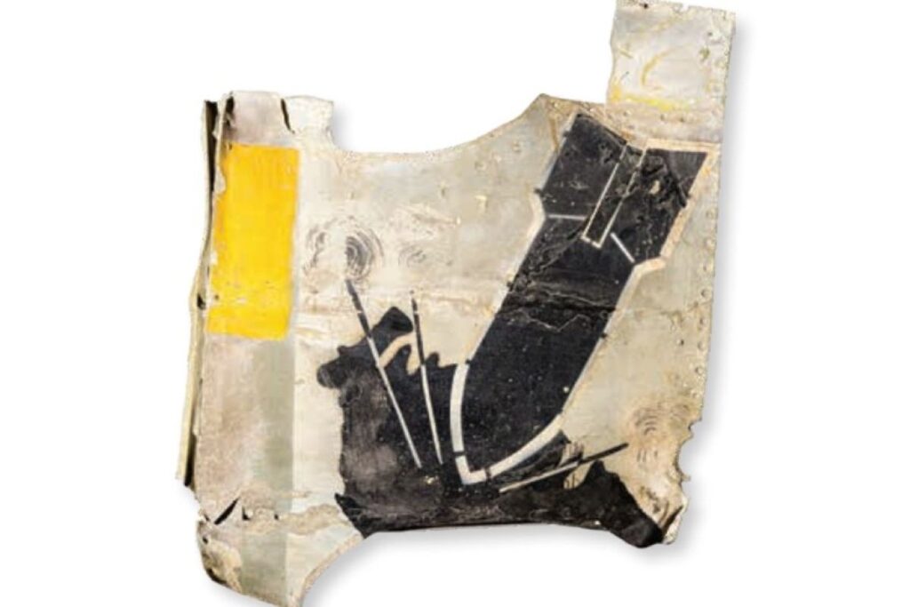 A piece of painted fuselage