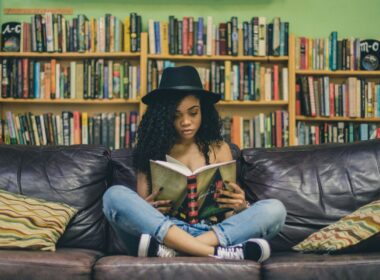 A girl reading a book