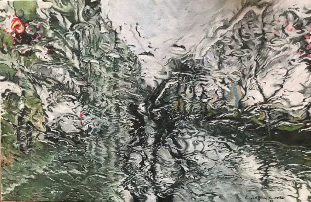 A Maltese streetscene in the rain, seen through a wet windscreen
