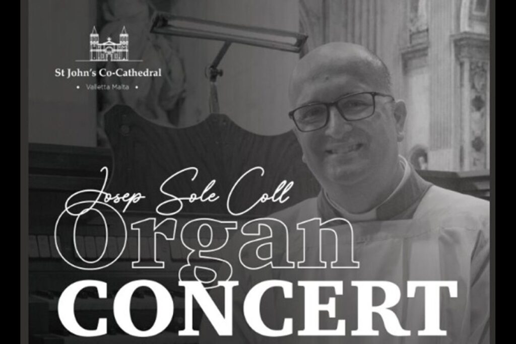 Section of the concert poster for Josep Solé Coll at St John's Co-Cathedral