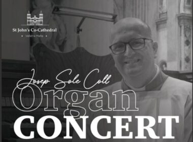 Section of the concert poster for Josep Solé Coll at St John's Co-Cathedral