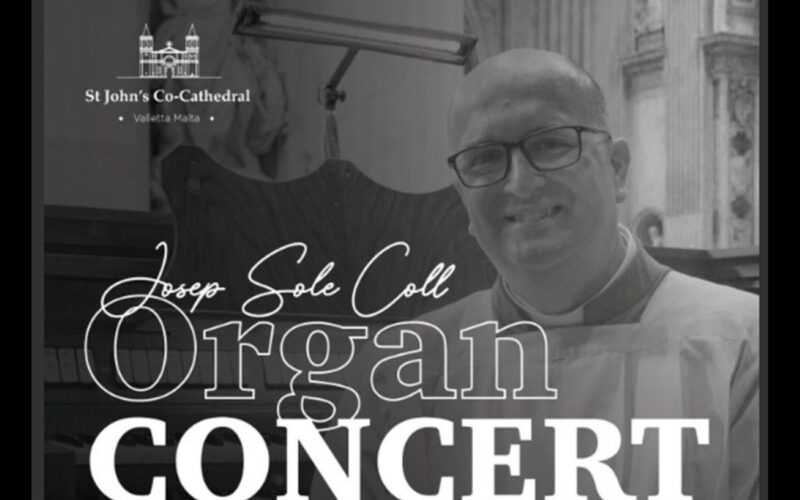 Section of the concert poster for Josep Solé Coll at St John's Co-Cathedral