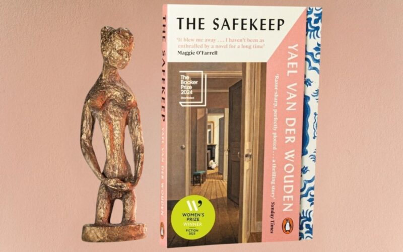 The Safekeep book cover and a sculptural piece of art