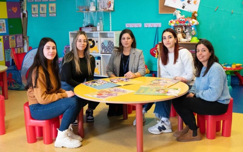 Dr Melanie Darmanin and the student authors of four new children's books in Maltese