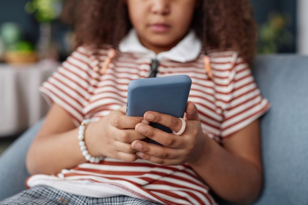 Girl reading mobile