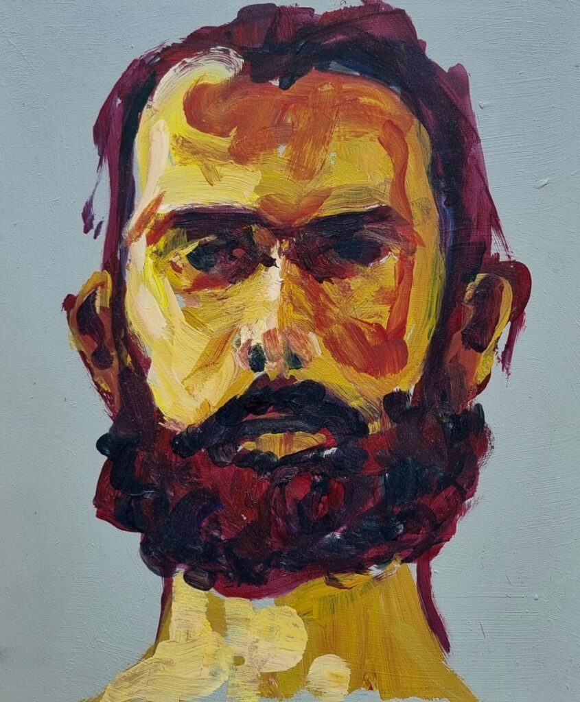 a painting of a man's face