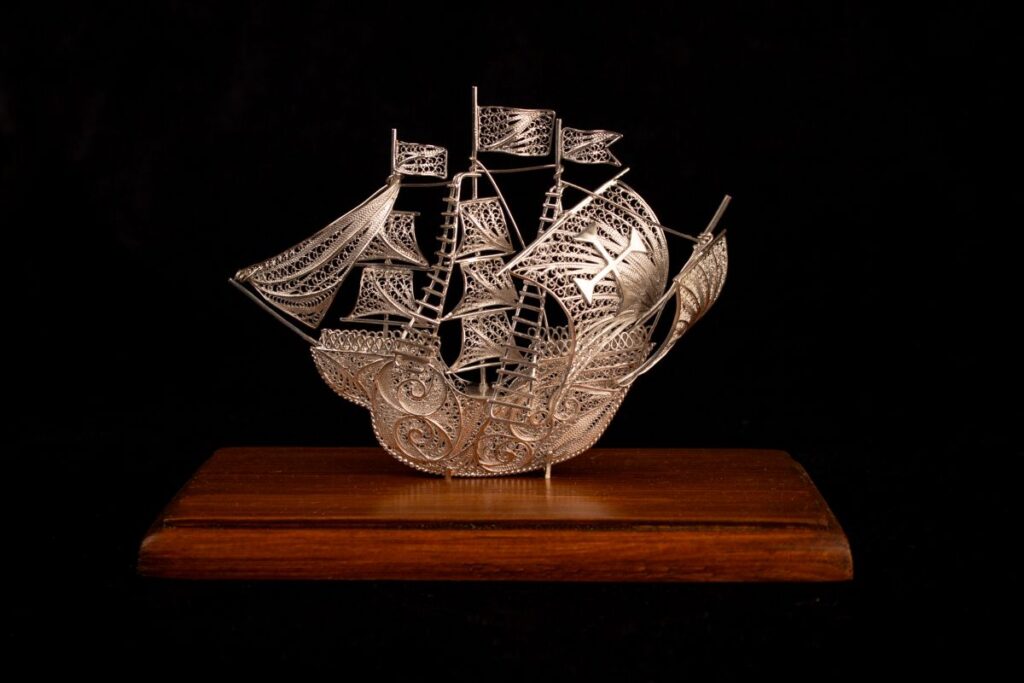 St Mary’s Ship in silver filigree by Matthew Borg