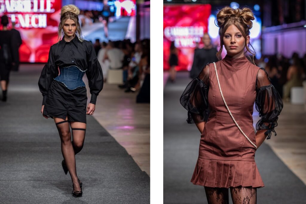 Models wearing outfits from Gabrielle Fenech's latest collection