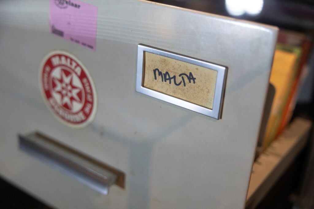 An open filing cabinet drawer
