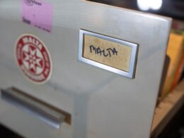 An open filing cabinet drawer