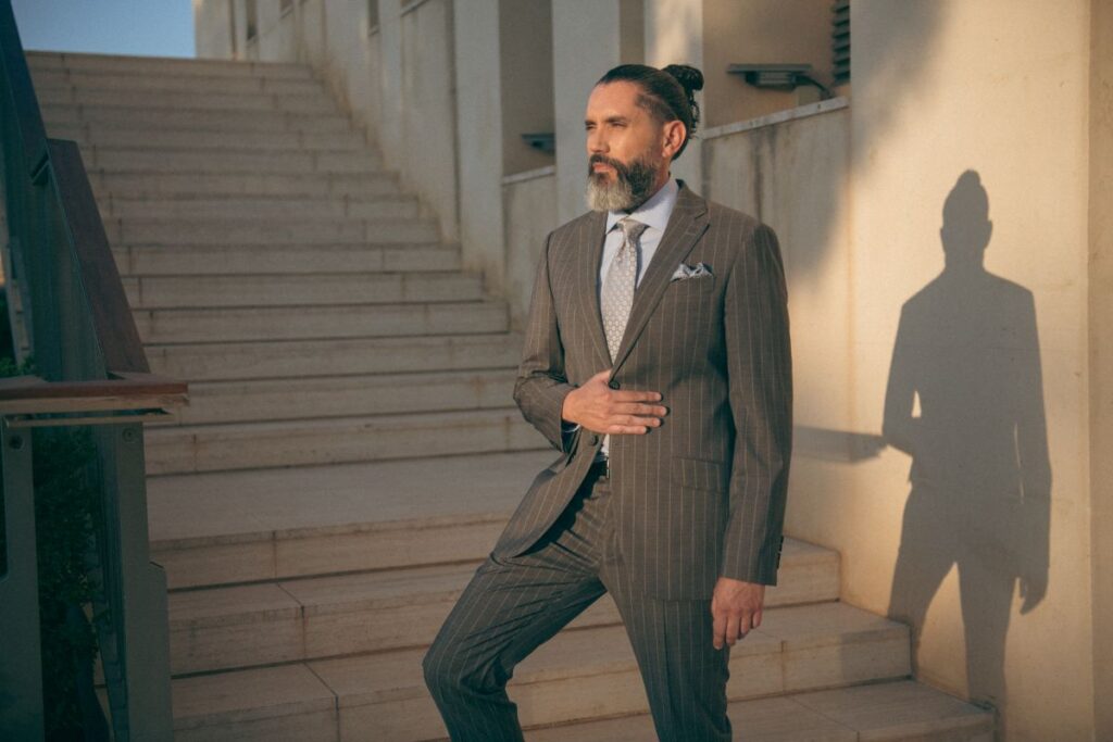 A man in a tailored suit