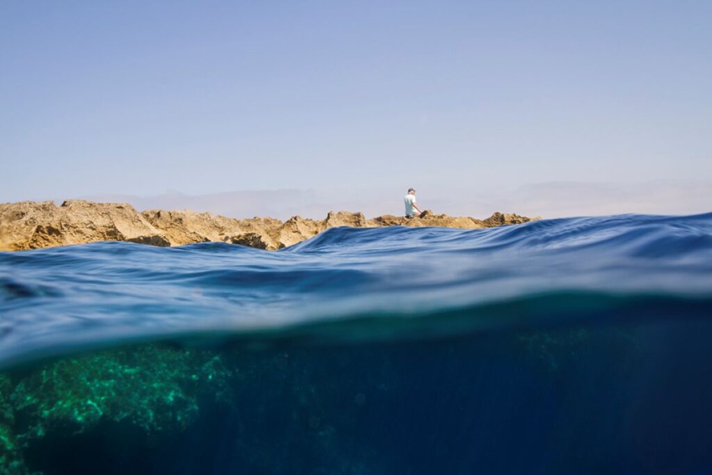 A Maltese coastline shot, half in nd half out of the water