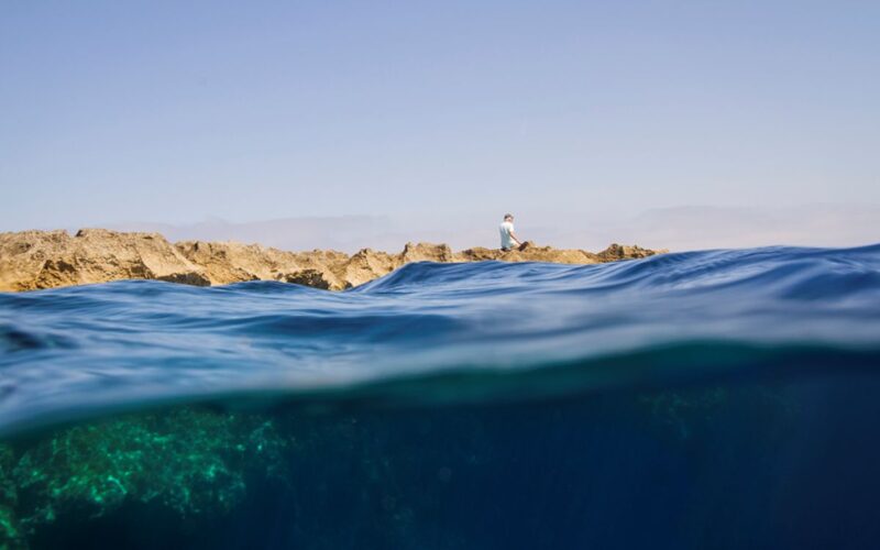 A Maltese coastline shot, half in nd half out of the water