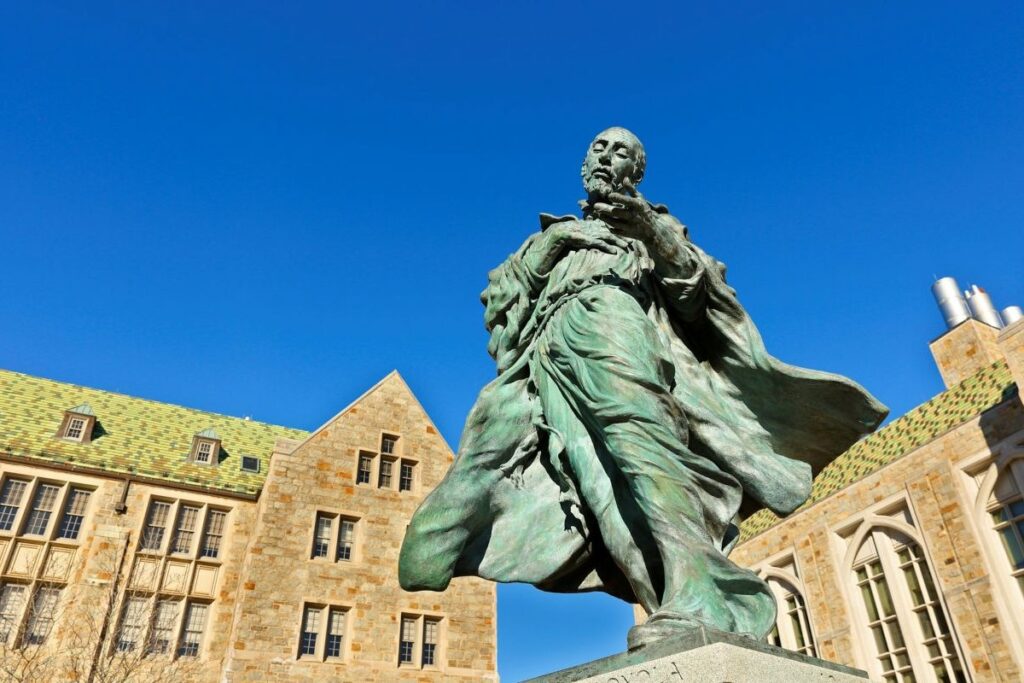 A sculpture of St. Ignatius of Loyola