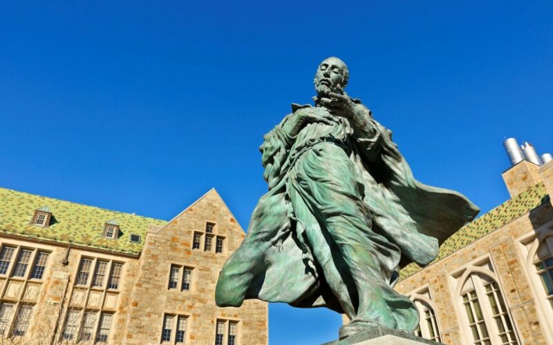 A sculpture of St. Ignatius of Loyola