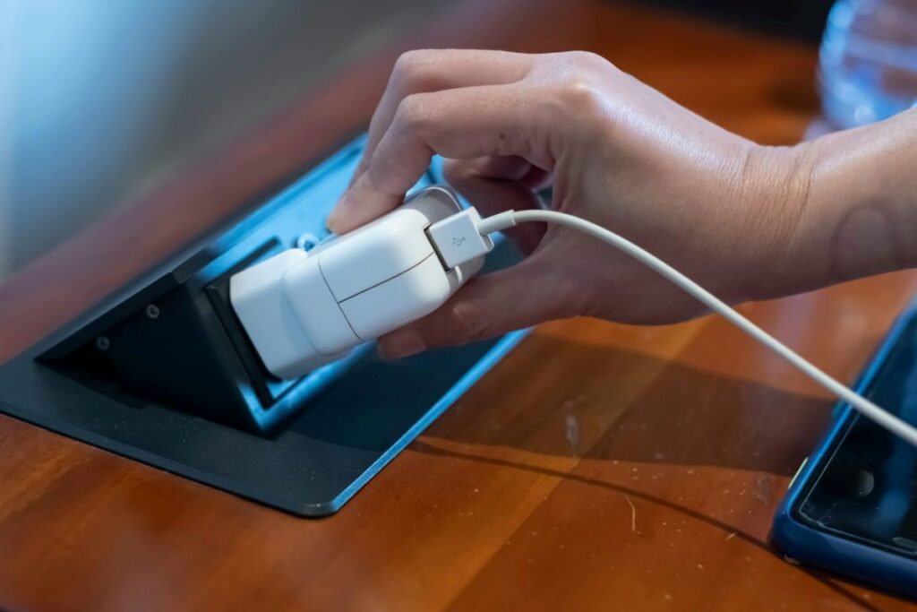 A charger being plugged in