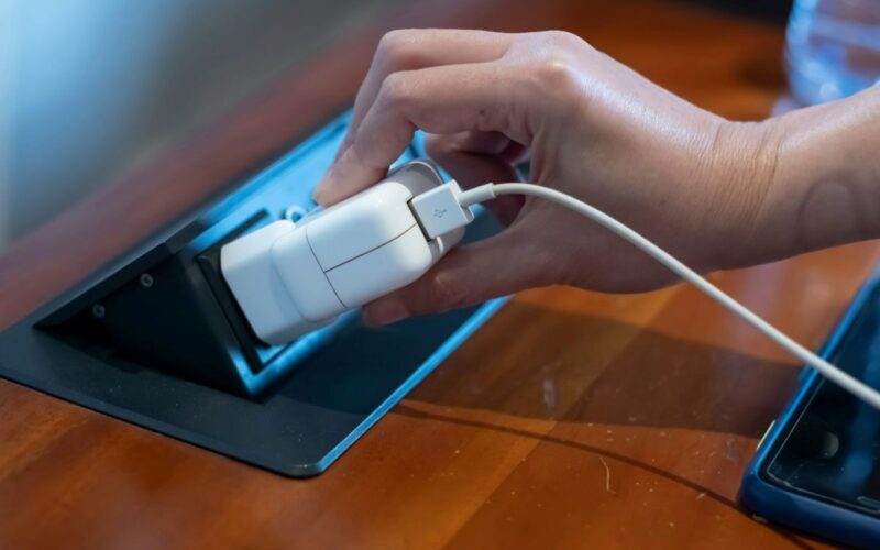 A charger being plugged in