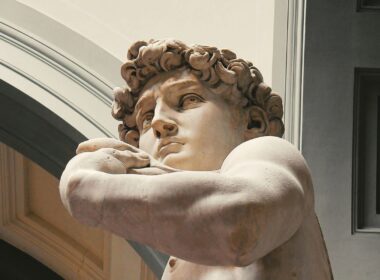 A close-up of a Roman sculpture with a doubtful expression