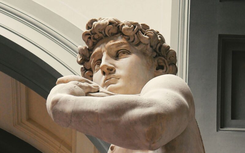 A close-up of a Roman sculpture with a doubtful expression