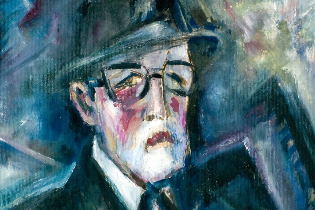 A section of a self-portrait by Carmelo Mangion