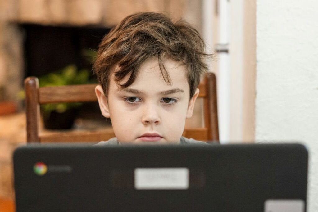A child on a laptop