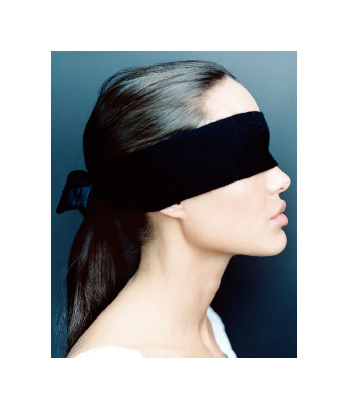 Angelina Jolie in a blindfold