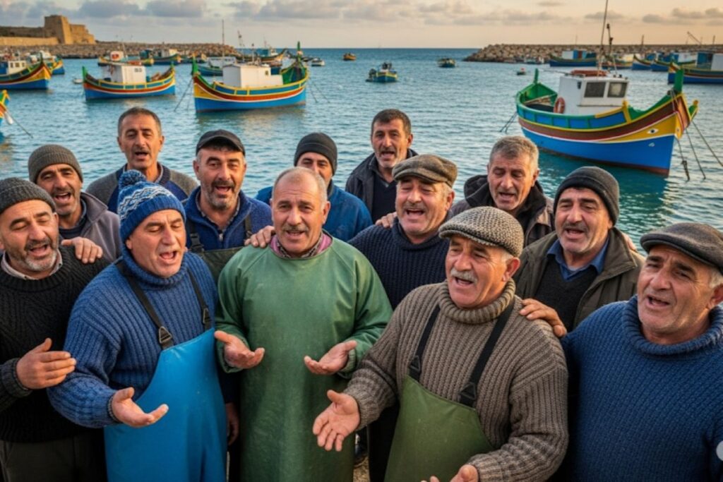 An AI generated image of local fisherman ready to burst into song