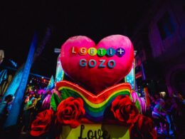 A big pink heart with LGBTI+ Gozo writen on it