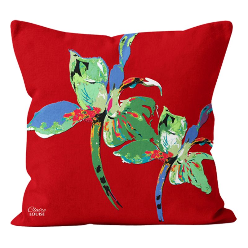 Claire Louise, Tomato Red Iris Cushion