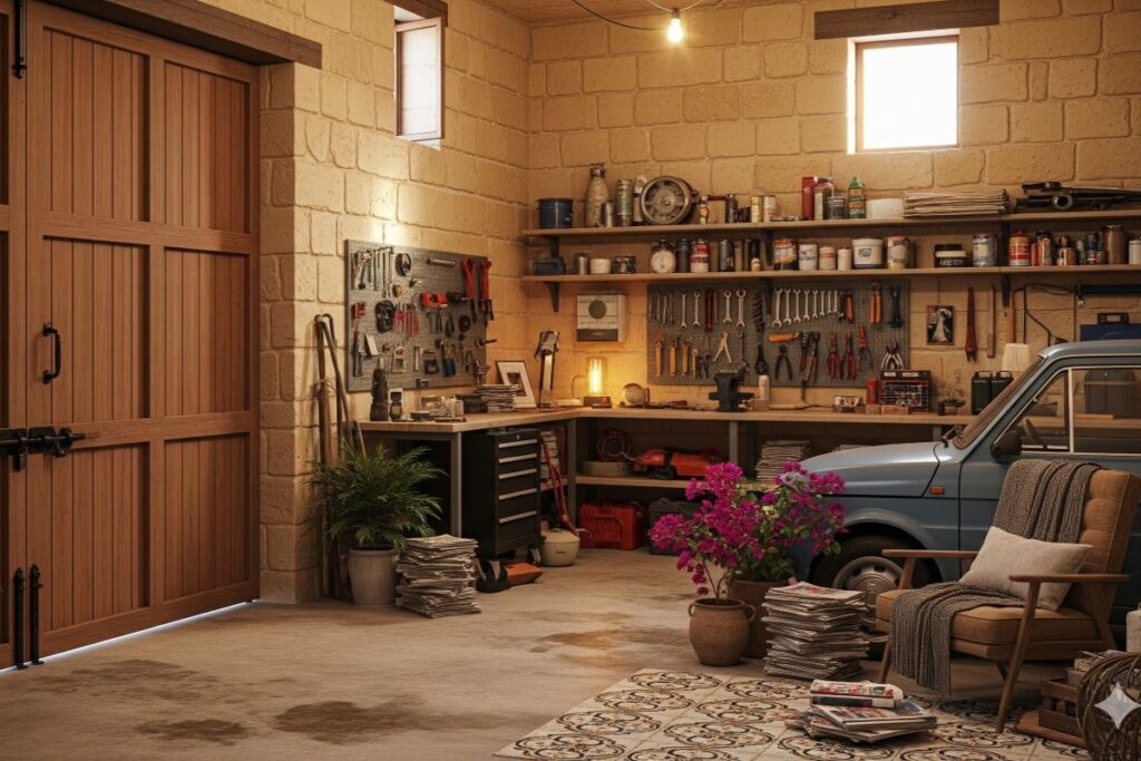 An artist's impression of a Maltese garage as a sanctuary