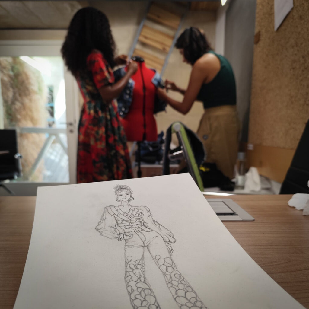 A design with people in the background