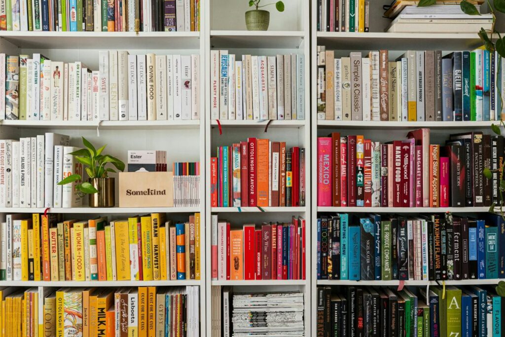 Bookshelves in a taateful aesthetic