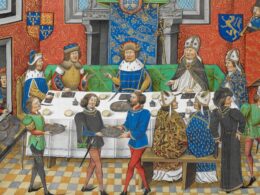 John of Gaunt dining with the King of Portugal, Chronique d'Angleterre, vol 3, late 14 century.